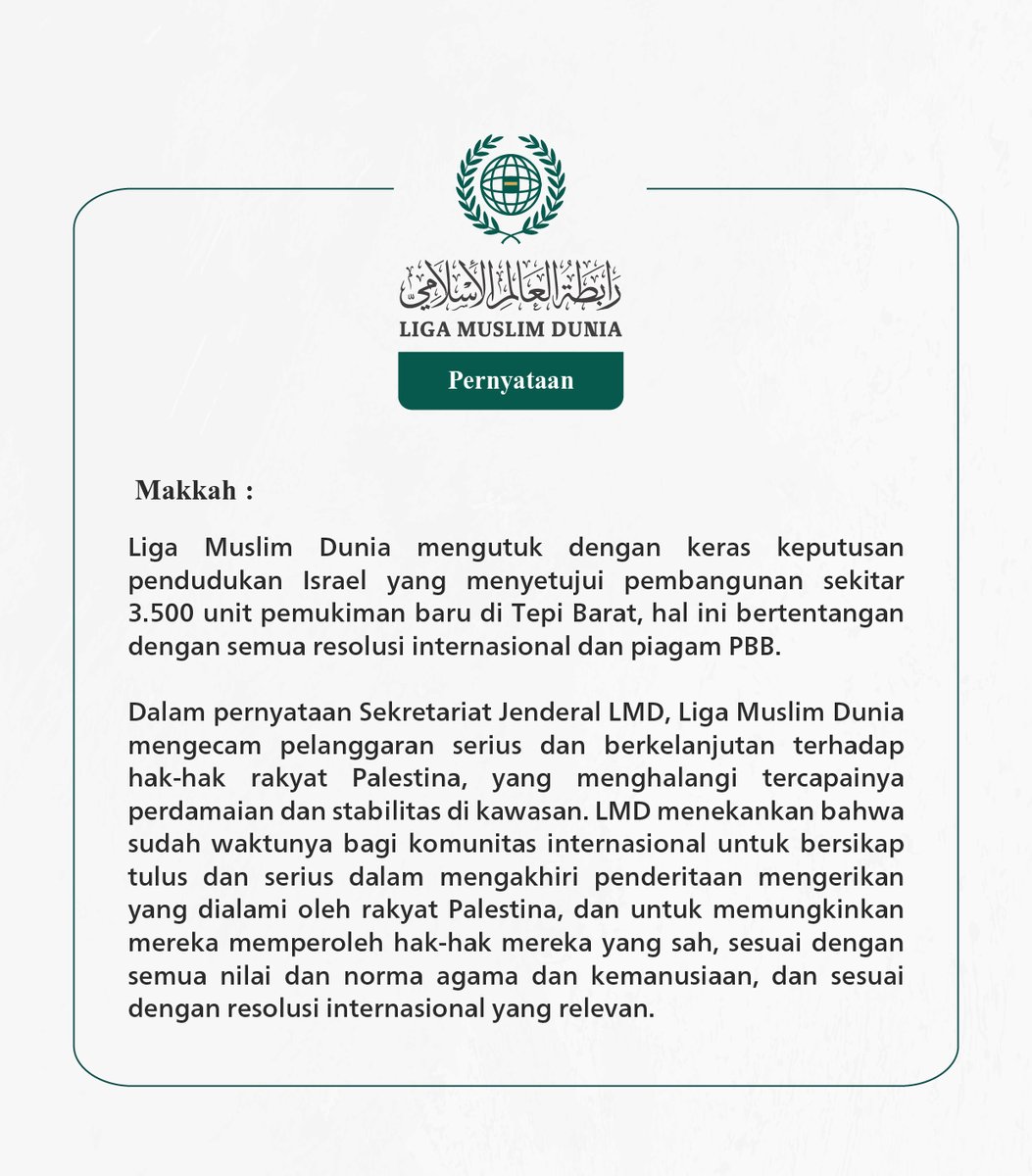 Pernyataan dari #LigaMuslimDunia: