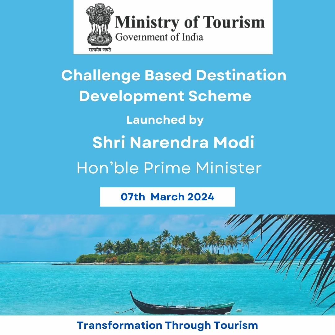 PM @narendramodi launched Challenge Based Destination Development (CBDD) sub-scheme under Swadesh Darshan to transform tourist spots into responsible destinations, ensuring end-to-end tourist experiences. #PM #MOT #TourismScheme #MOTfunded #TransformationThroughTourism