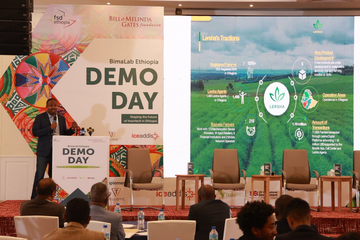 Lershaapp's tweet photo. We pitched at #DemoDay for #BimaLabEthiopia. Our innovative ideas seek to expand insurance access for smallholder farmers. Proud to be part of this initiative with support from @FSDEthiopia, @FSDAfrica, BMGF and the National Bank Of Ethiopia.
#InsurtechAccelerator #Insurance https://t.co/4j330nPVdQ