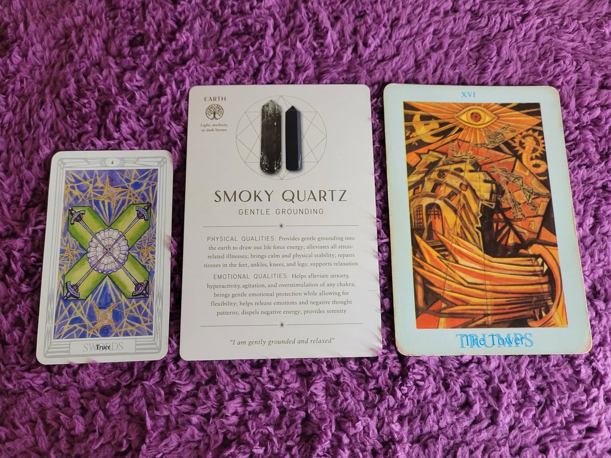 EmpressStrong25's tweet photo. #07March2024: 🌘 #UttaraAshada♑ #4ofSwords⚔️ #Tower⚡️ Coming into #Jupiter Day, some of us could be wrestling with hard truths, struggling to communicate with others and either being witness to, or participating in malicious conversations. Others of us are straight chilling, though - relaxed vibes, self-healing, grounding and taking care of ourselves. Very split energies happening here.