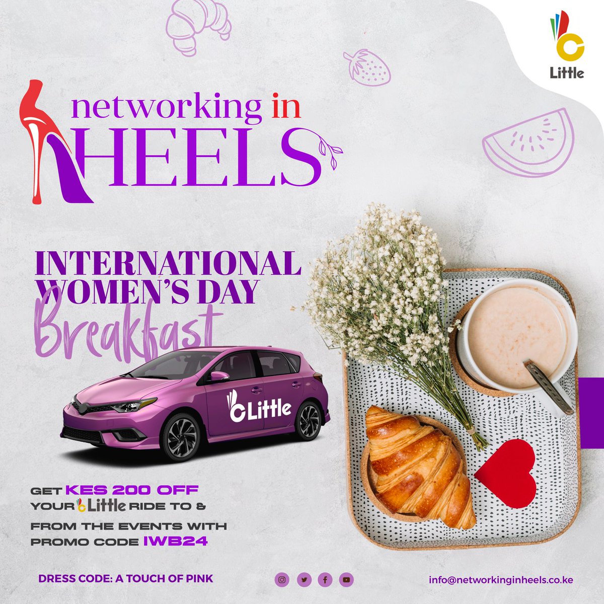NetworkInHeels's tweet photo. How are you planning to come for the #InternationalWomensDay Breakfast event tomorrow morning? Little Cab is there for you, don't stress about traffic or parking! Take advantage of this offer! See you there! #NetworkingInHeels https://t.co/DGyvJRuQ9s