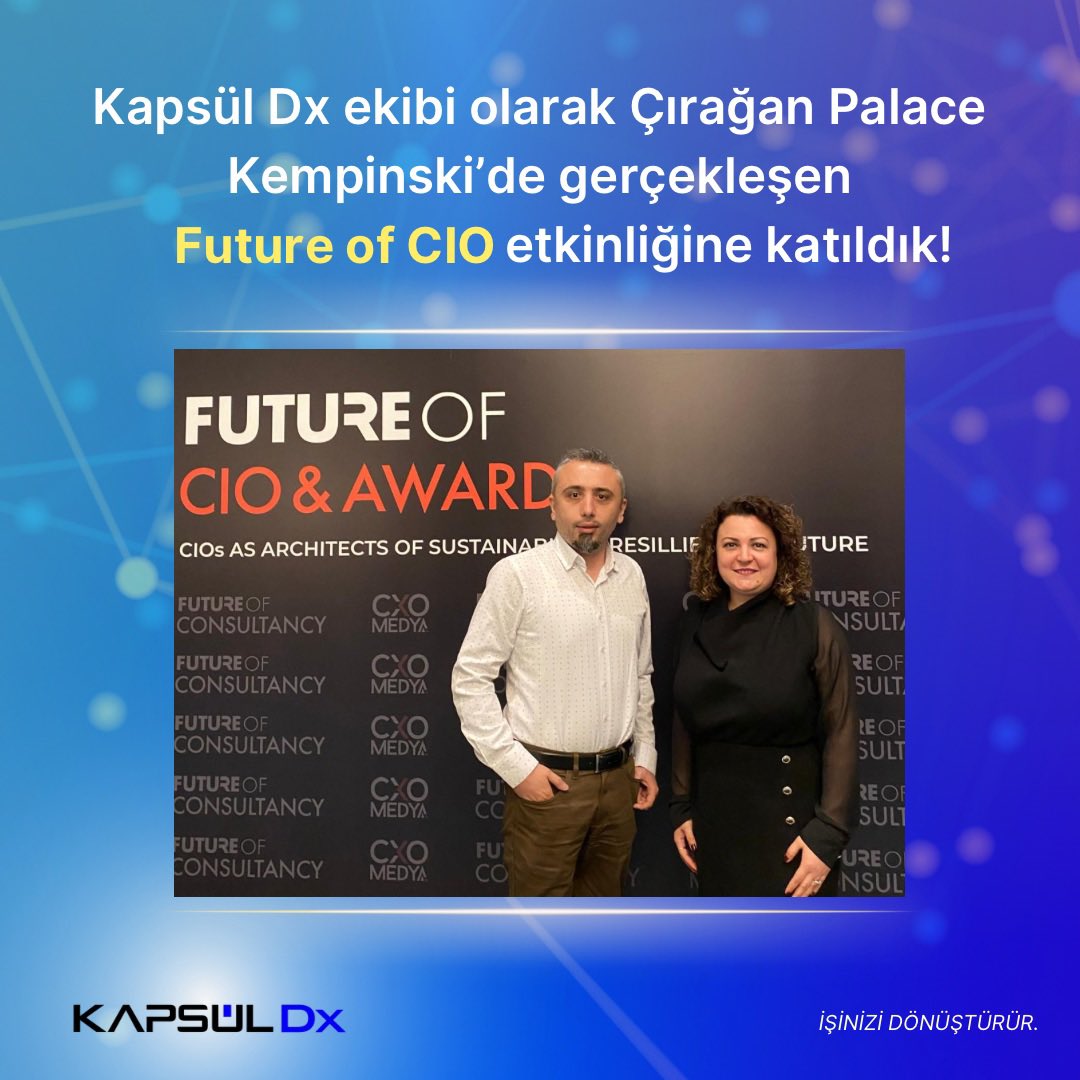 📍 Kapsül Dx ekibi olarak, 6 Mart 2024'te Çırağan Palace Kempinski'de gerçekleştirilen Future of CIO etkinliğine katıldık!  

Sektördeki bağlantılarımızı güçlendirdiğimiz bu etkinlikte, geleceğin teknoloji trendlerini yakından takip ettik. 🚀🔍   

#FutureofCIO #KapsülDx