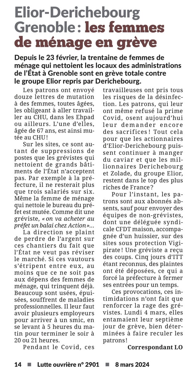 chantalgomez38's tweet image. #Nettoyage 
#Elior #Derichebourg 
✊🏻✊🏽✊🏿 10 ème jour de #grève
Rejoignez les grévistes à la manif du #8mars2024, avec Rachel Keke 
Départ à 14h, devant Hôpital couple-enfant à la Tronche   👇