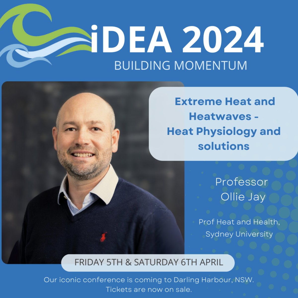 Just one of the great speakers at @iDEA2024 is Prof Ollie Jay, expert on climate and heat. He's talking about how we can all protect ourselves from heat waves. Check out our other great speakers: dea.org.au/idea-2024-spea… Get your tickets: events.humanitix.com/idea24-buildin… @ollie_jay13