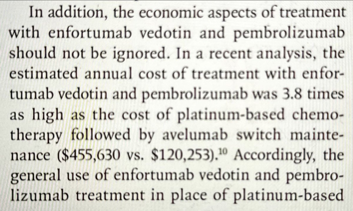 EV-302 is published today in the @NEJM Despite the gr8t results of the trial, the paper is accompanied with an editorial from @GNiegisch with a mention on financial toxicity that can not be dismissed… Costs will be paramount to get this combination approved in many countries.