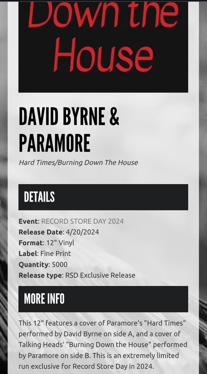 not to be conspiracy theorist, but why is the hard times david byrne and talking heads burning down the house paramore cover on a 12' vinyl? why not use a 7' or 10' vinyl if the album is only ft 2 songs.. .aren't 12' usually for picture discs or full length albums?