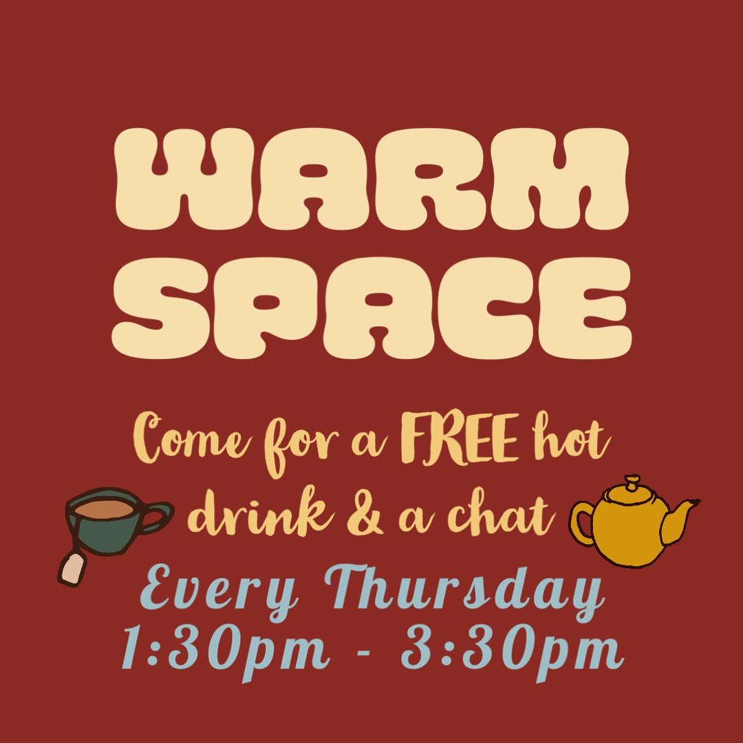 Warm spaces is open today at the centre - all welcome!