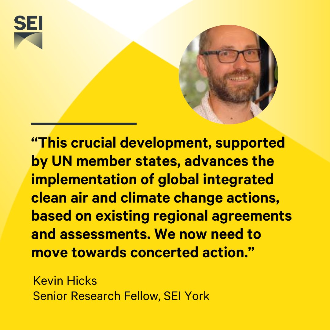 Progress: #UNEA6 approved key resolutions on air pollution and climate action, including the African Integrated Assessment. @KevinHicks_SEI, who helped coordinate the Assessment, applauds the decision and calls for unified action. Details 👉 buff.ly/49Dijm8