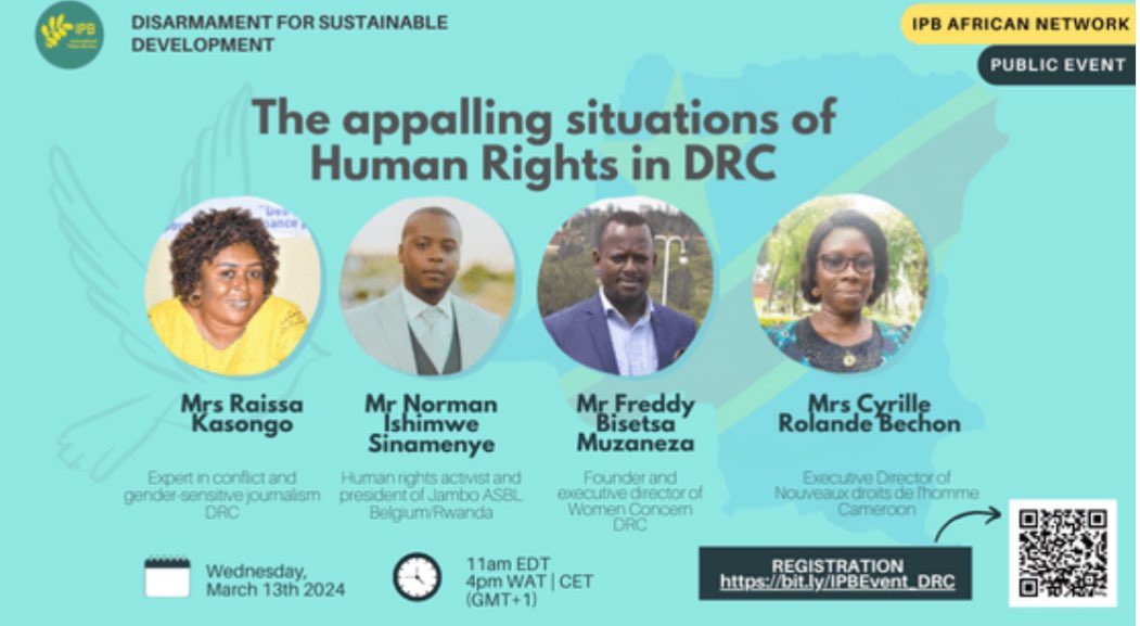 The African Network at <a href="/IntlPeaceBureau/">IPB - International Peace Bureau</a> will host a discussion on “The Appalling Situation of Human Rights in DRC” with <a href="/NormanIshimwe/">Norman Ishimwe 🤝</a>, <a href="/CRBECHON/">Cyrill Roland BECHON</a>, Raissa Kasongo and Freddy Bisetsa March 13th, 3pm UTC join here 👉ipb.org/events/the-app…

<a href="/WLCongress/">WORLD LIBERTY CONGRESS</a>
