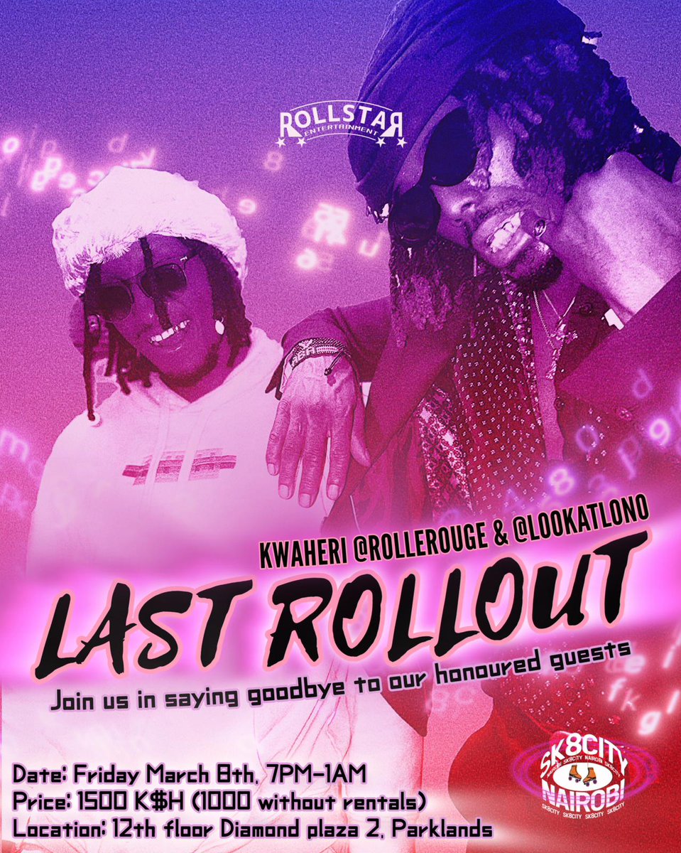kariokote's tweet photo. Wakuu! It's tomorrow. Lets all make a purpose of going to/and skate pale @Sk8cityNairobi as we bye these Gs.
@JaR0uge https://t.co/5gy6mKY9o9