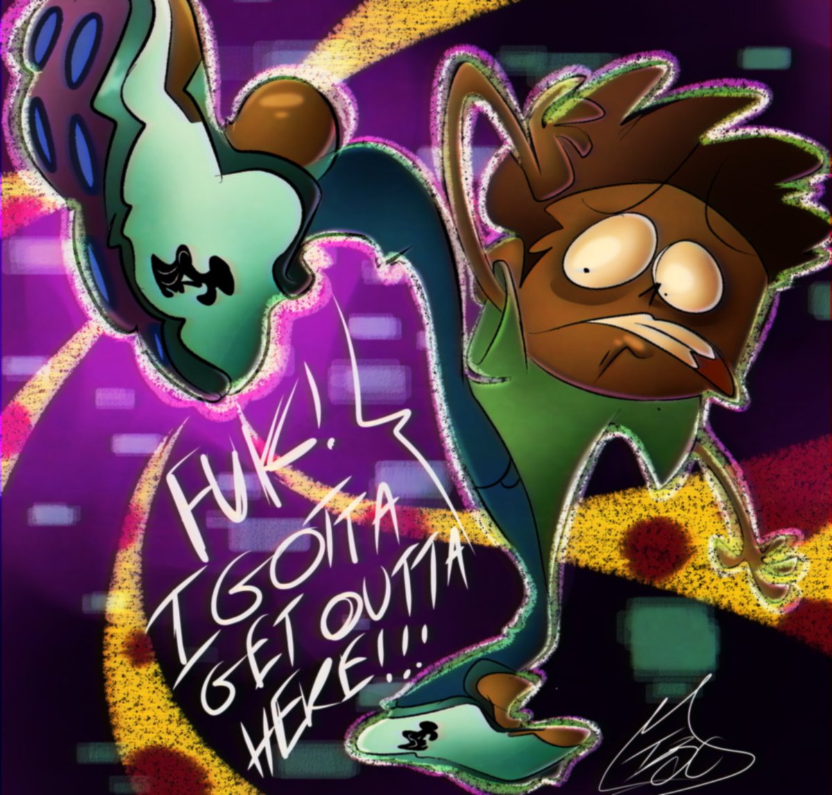 IjcKing144's tweet photo. Tf is Saikiem wearin⁉️💀
Gettin his Js checked by Julez and Fernando from @el_moribundo__ 🔥✨️🔥
#fakejs #squidward #ocart #digitalart https://t.co/sQdpQBu1Sl