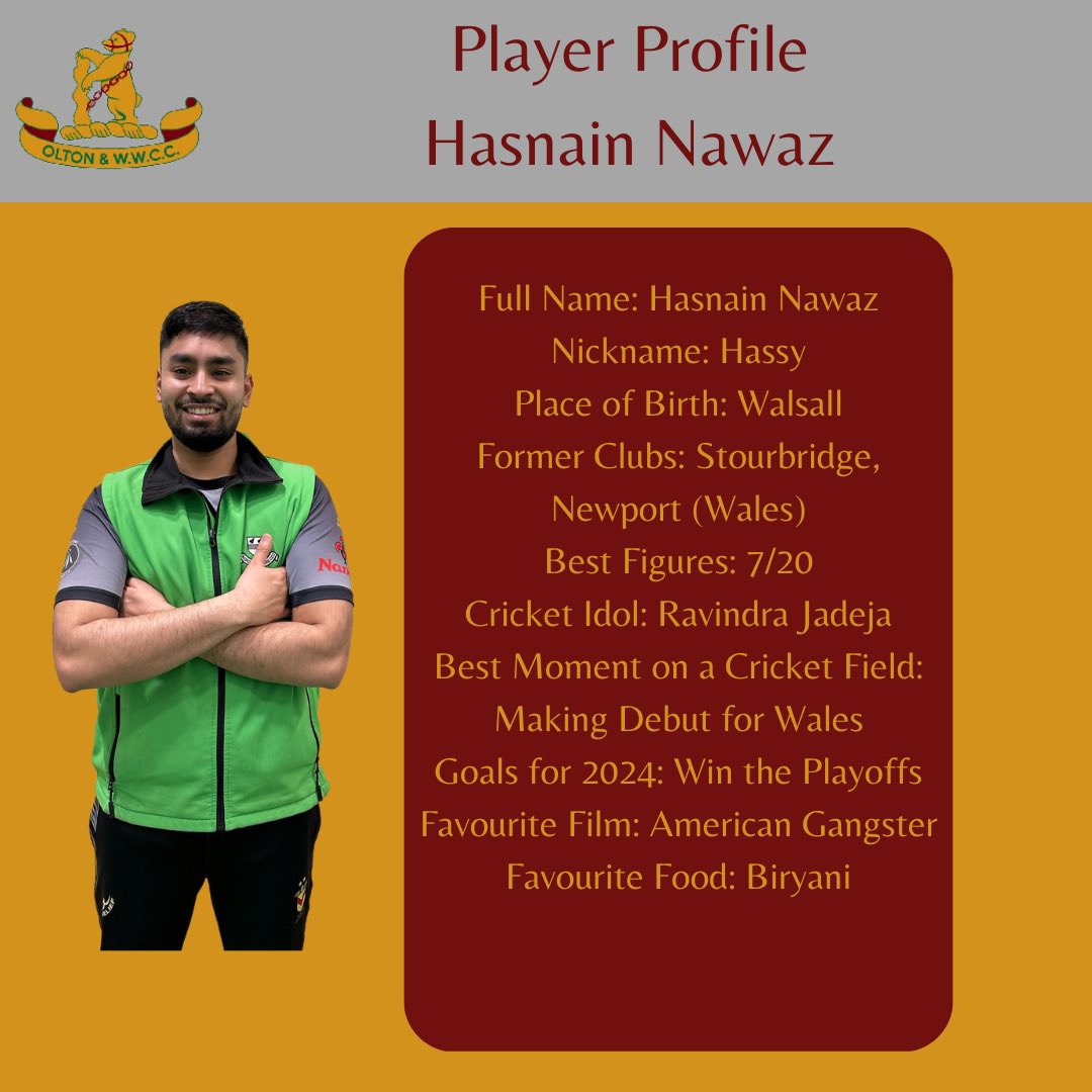 oltonwwcricket's tweet image. First new signing for the 2024 Season 💥🔥

We welcome left arm spinner Hasnain Nawaz to the Club 

#owwcc #wccl #cricket #newsigning #welcomehassy