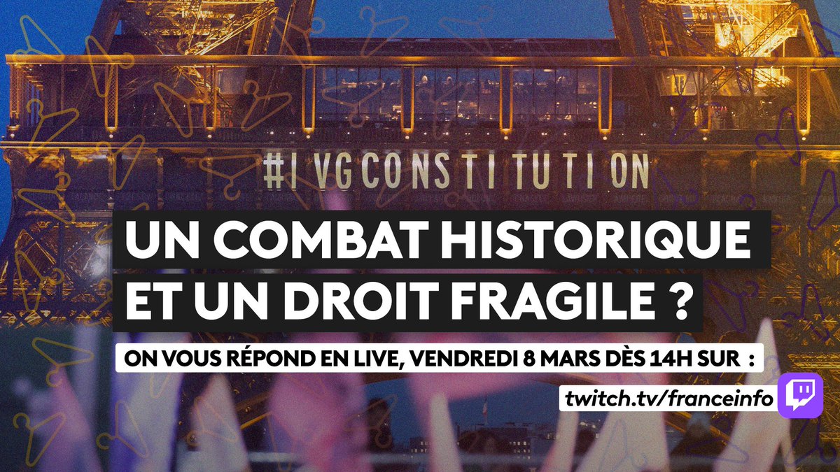 🔴 LIVE TWITCH

Nous faisons un live dédié à l'IVG sur notre chaîne Twitch, ce vendredi 8 mars, jour de la cérémonie de scellement de l'IVG dans la Constitution française.
Nous reviendrons sur cet événement historique avec nos expertes : constitutionnaliste, avocate militante et