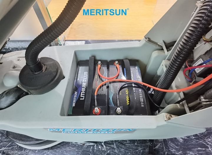 🔋MERITSUN 24V100AH LiFePO4 Battery Revolutionizes Machine Power! 

Application: Auto Cleaner Machine
Configuration: 2pcs 12V 100AH LiFePO4 batteries
Purpose: Replacing lead-acid batteries
Inverter: DC Power