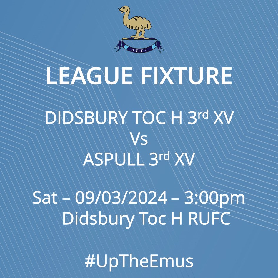 This weekends fixtures sees all teams on the road 🏉 Up The Emus