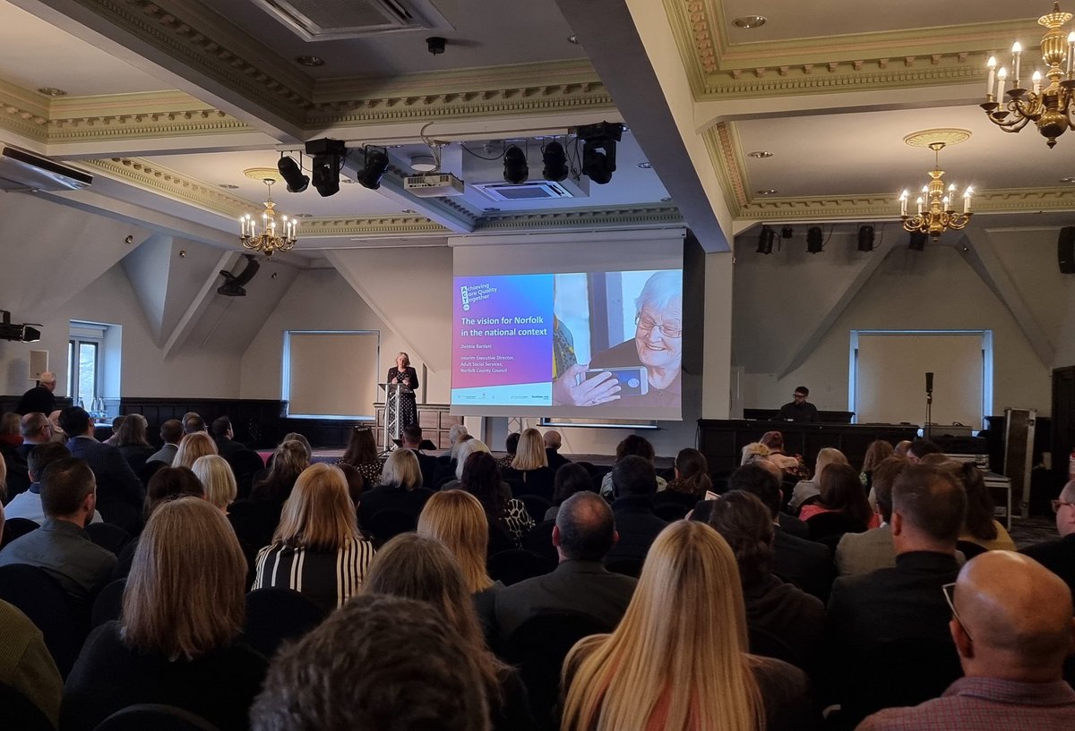The Achieving Care Quality Together conference has kicked off! DASS Debbie Bartlett reflecting on recent public engagement, funding challenges and thanks to our provider sector. "Nothing should hinder Norfolk from achieving high quality".