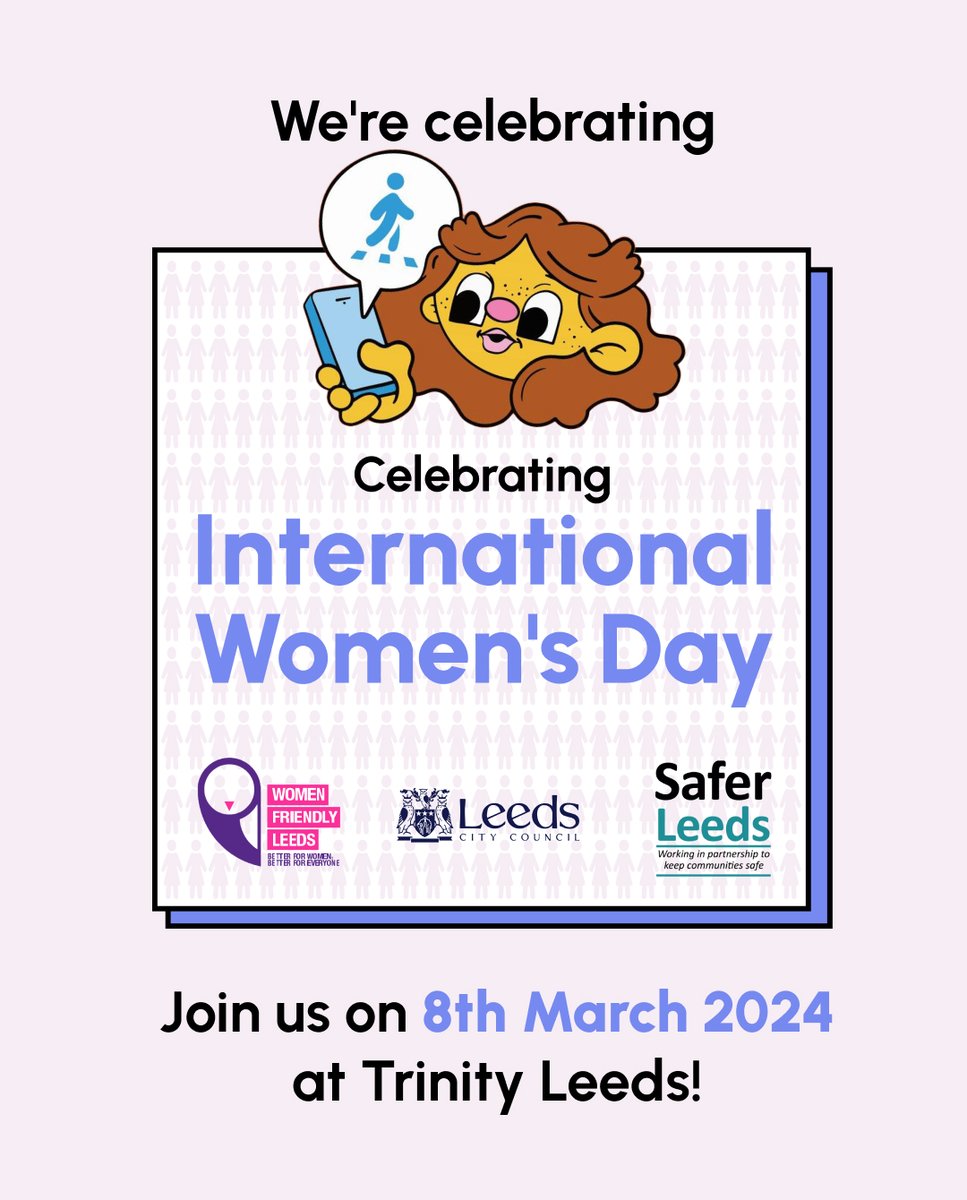 Join @SaferLeeds & @womenfriendlyls at @TrinityLeeds tomorrow for International Womens Day to learn more about how they’re making Leeds a safer city for women and girls, and celebrate Trinity Leeds becoming the largest Ask For Angela venue in the city! 💞