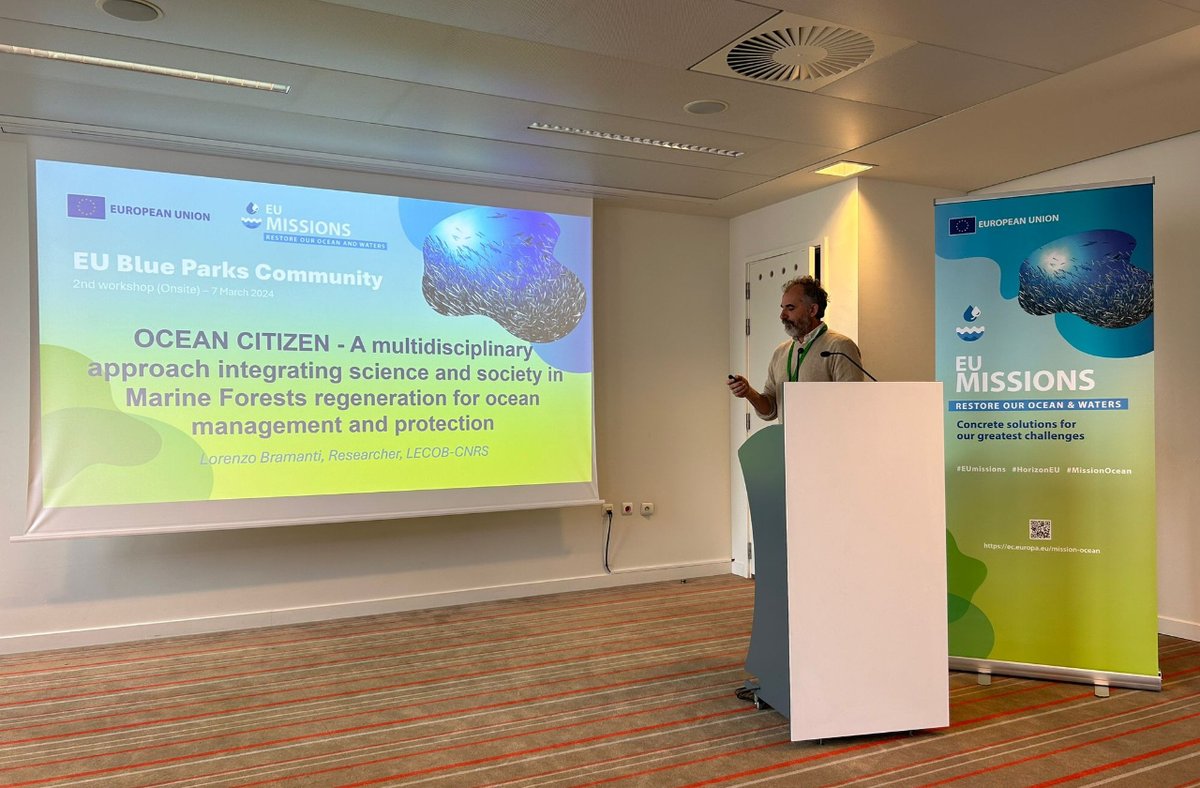 🇪🇺🌊 At the 2nd #EUBlueParks Community Workshop – Effective management of marine protected areas, Lorenzo Bramanti @philebo73 (LECOB-@CNRS) is presenting our project 💡 #OceanCitizen #BlueEconomy #Sustainability @EU_MARE @OurMissionOcean @LIFEprogramme #EUOceanDays