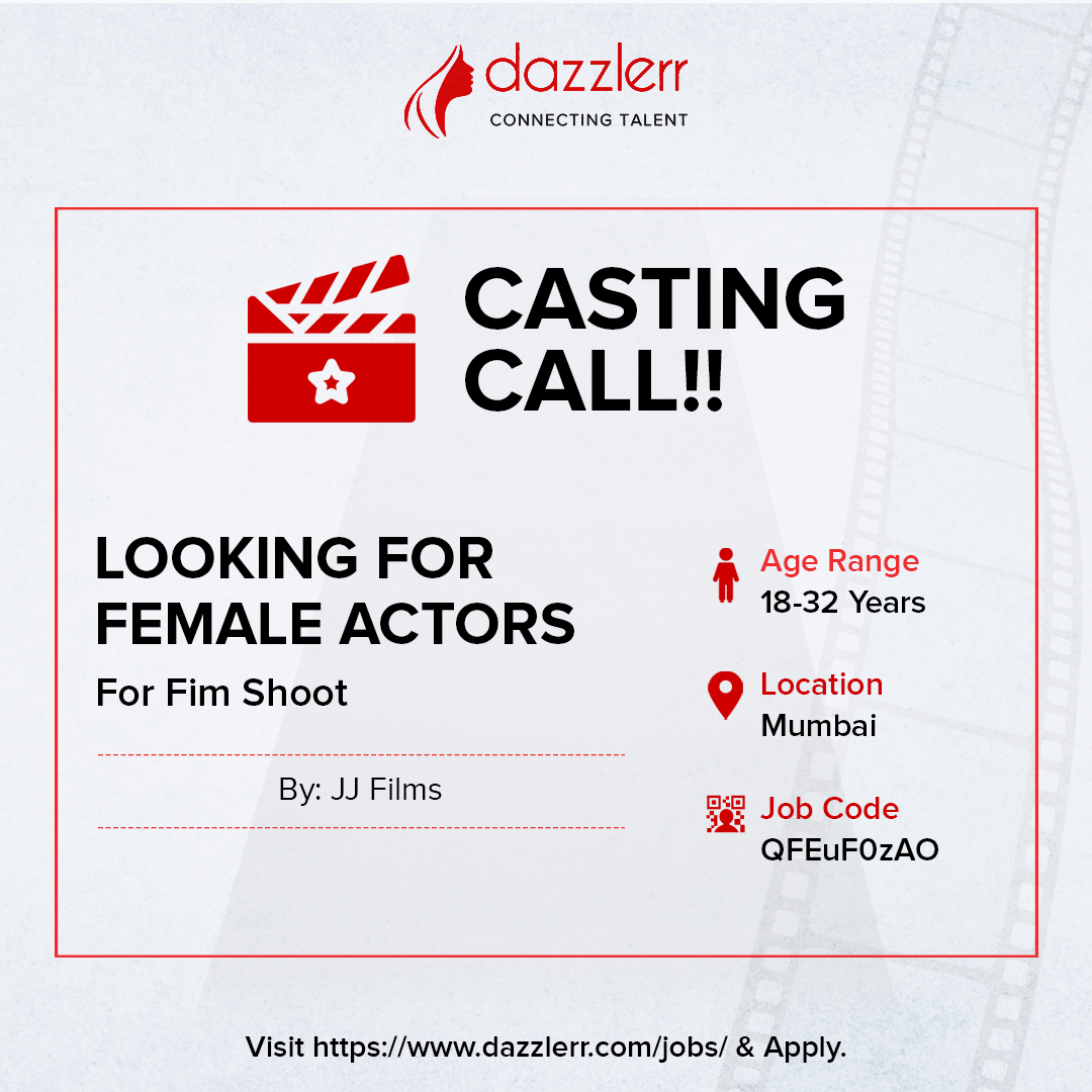 JJ Films seeking a fresher female actor for film shoot. Make sure that your profile is registered on Dazzlerr so that you can easily connect with them. . . For more details, check the site. Visit: shorturl.at/tyGJ2 #INDvENG #LoveIsBlind