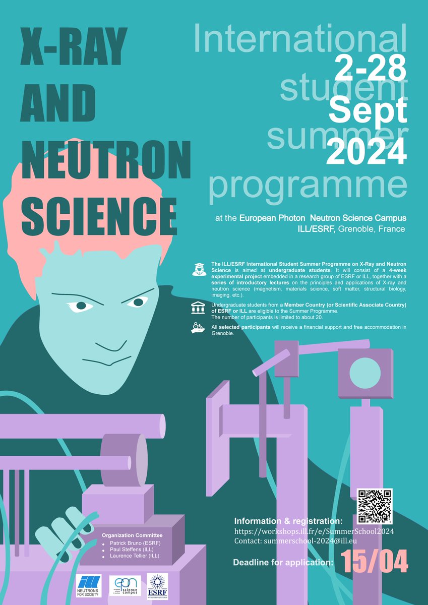 📢International Summer Programme on Neutron and X-Ray Science for undergraduate students. 📍 Grenoble, 1st-28th September, 2024 🖍️workshops.ill.fr/e/SummerSchool…