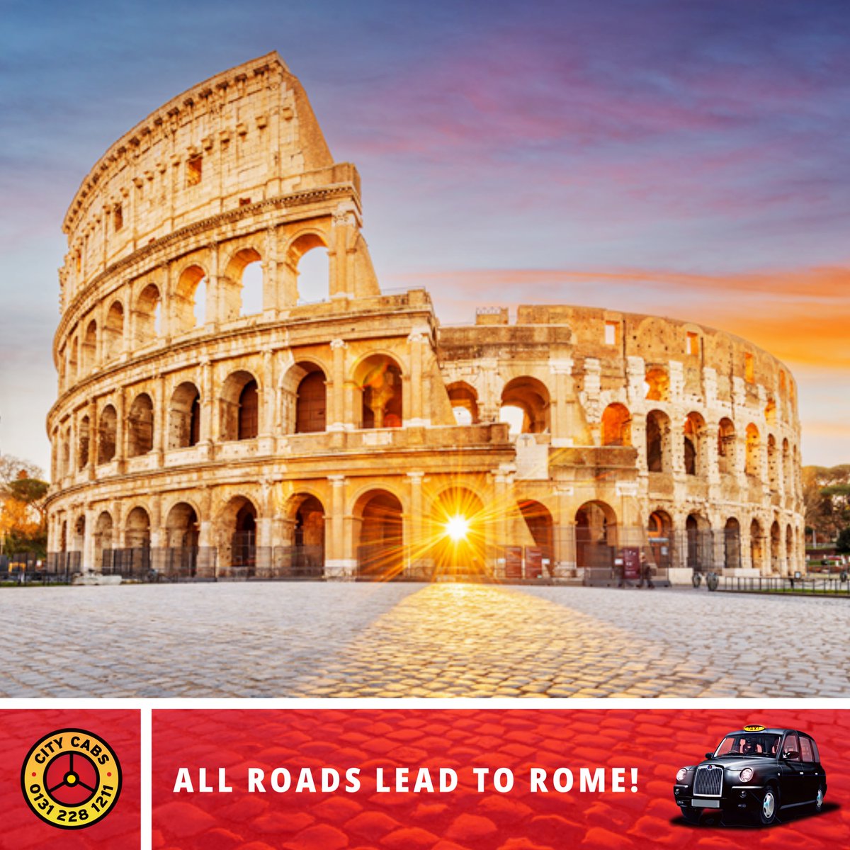 Going to the game this weekend? City Cabs will take you to and from the Airport. 

Not lucky enough to be heading to Rome? City Cabs will be here as always to take you where you need to be. 

Download the Black Cab App now. 

☎️→ 0131 228 1211 
📱→ citycabs.co.uk/app