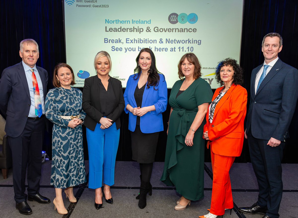 First Minister Michelle O’Neill & deputy First Minister Emma Little-Pengelly spoke at the NI Leadership & Governance conference yesterday. They discussed the importance of leaders across the public, voluntary & community sectors working together to deliver for people.