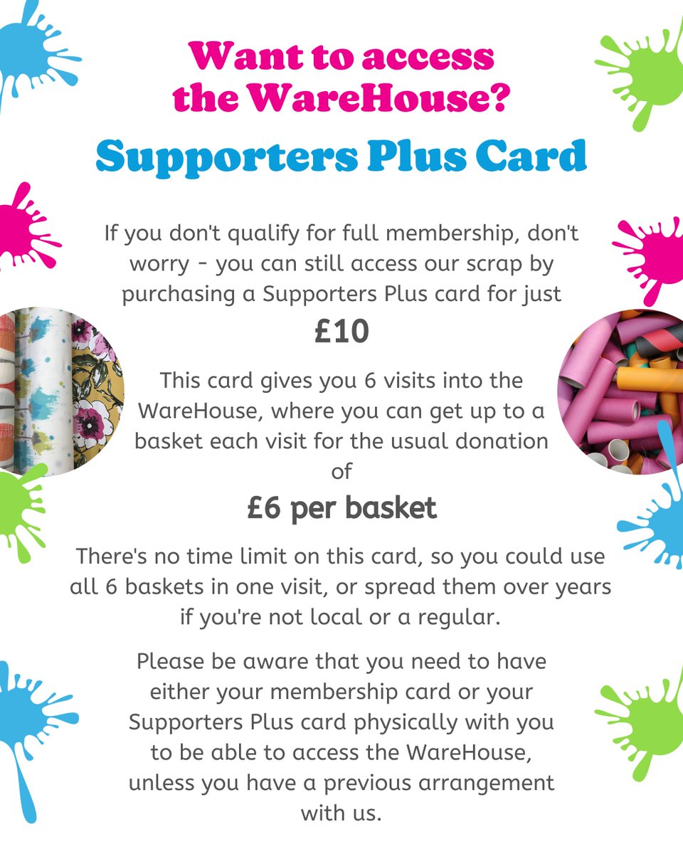 With either our Membership or Supporters Plus card, you can access our Warehouse and get some fantastic scrap! Both have individual benefits, and we have an option for everyone.

For more info head to childrensscrapstore.co.uk/scrap-access, or see the images below🛒

#childrensscrapstore