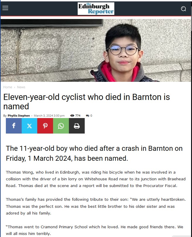 SpokesLothian's tweet photo. #Edinwebcast

@Edinburgh_CC Transport Cttee meets today in shadow of tragic death of age-11 Thomas Wong, killed in an 8.20am crash with a commercial bin lorry

Also a vote on scrapping #BraidEstate low traffic area which reduced through-traffic 40%

Watch->https://t.co/N2dRM5nmvd https://t.co/9dV2B5qozY