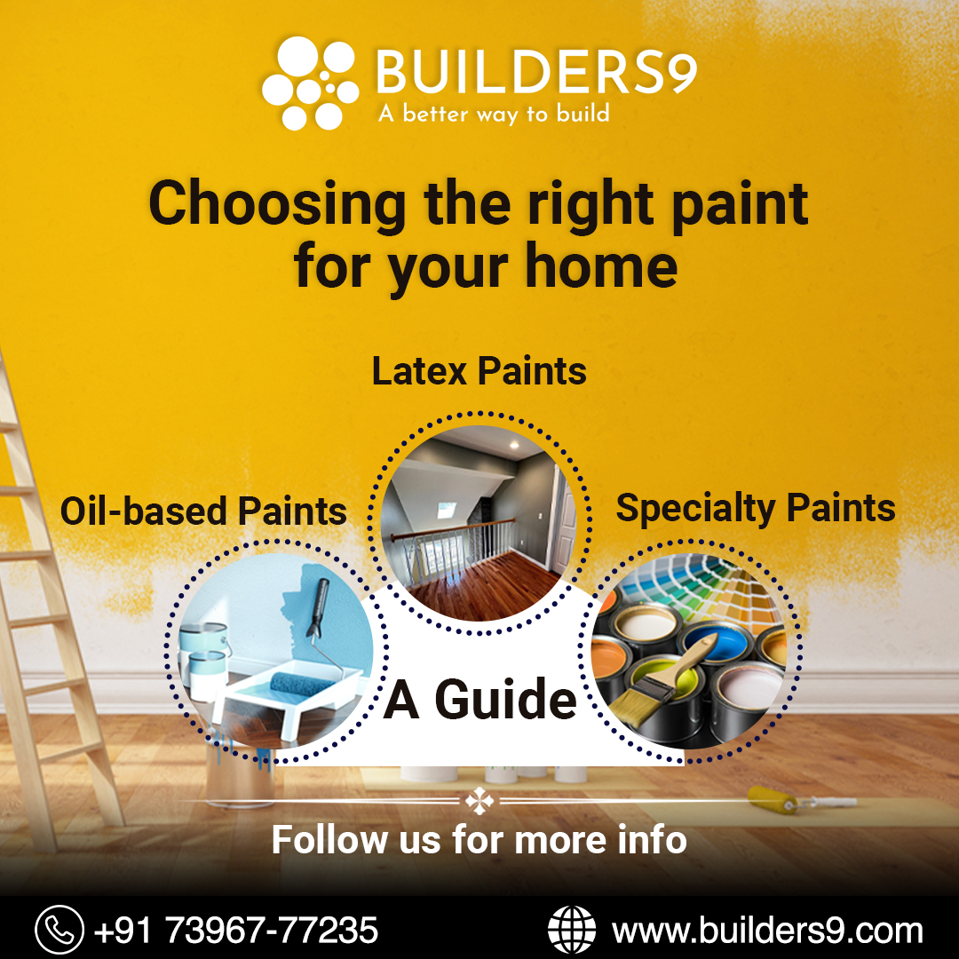Choosing the right paint for your home
Oil-based paints: 
Latex paints: 
Specialty paints:

Visit: lnkd.in/eJFMT_fb
Call: +91 73967 77235

#builders9 #highqualitypaint #paints #housepaints #wallpaints #painting #wallpainting #exteriorpaint #interiorpaint #paintforwall