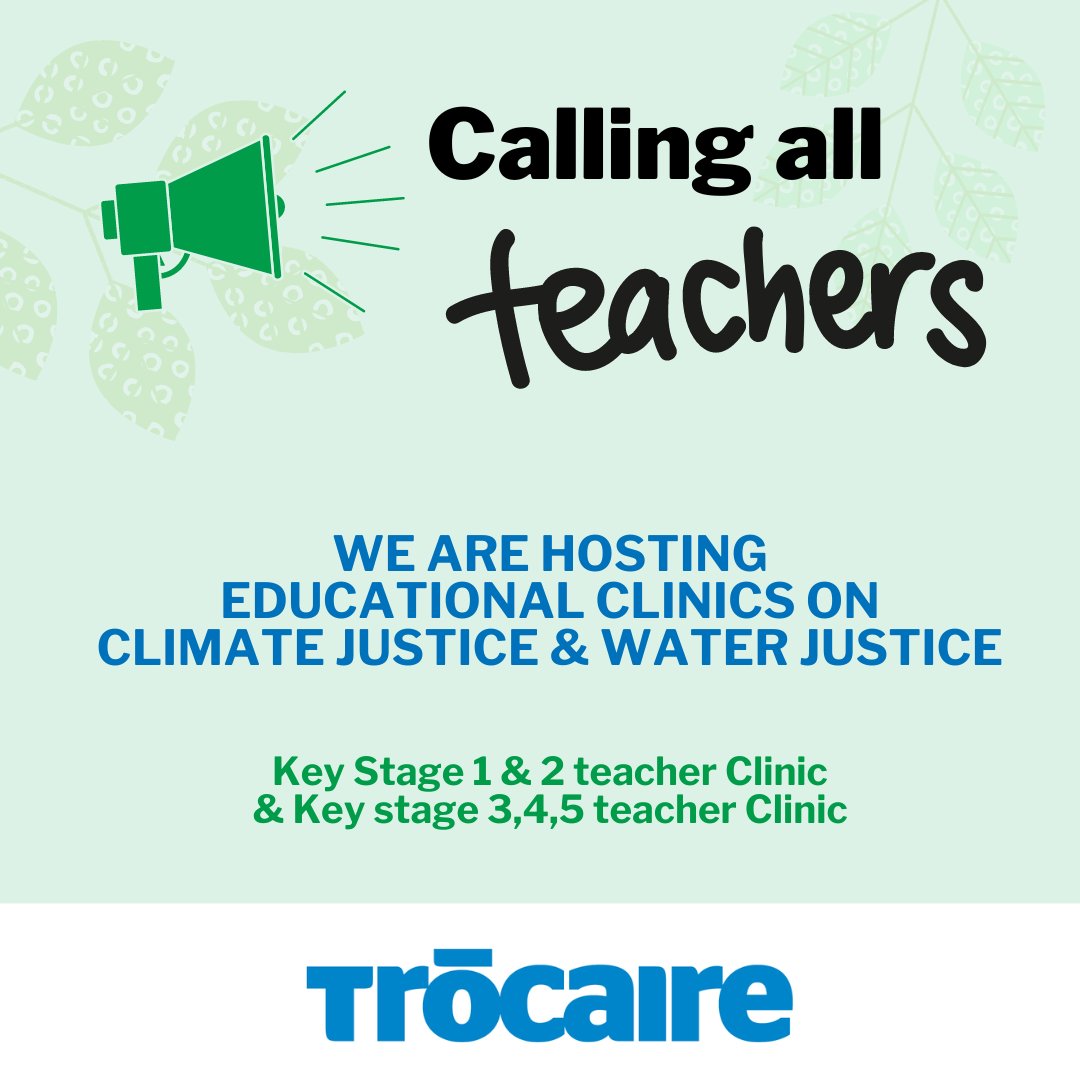 📢Exciting news! We are hosting a series of webinars on Climate Justice/Water Justice in collaboration with @trocaire 📅Tues 12 March, 3.30pm. Online. (Primary) 📅Thurs 14 March, 3.30pm. Online. (Post Primary) Find out more and register to attend 👉bit.ly/Global_Perspec…