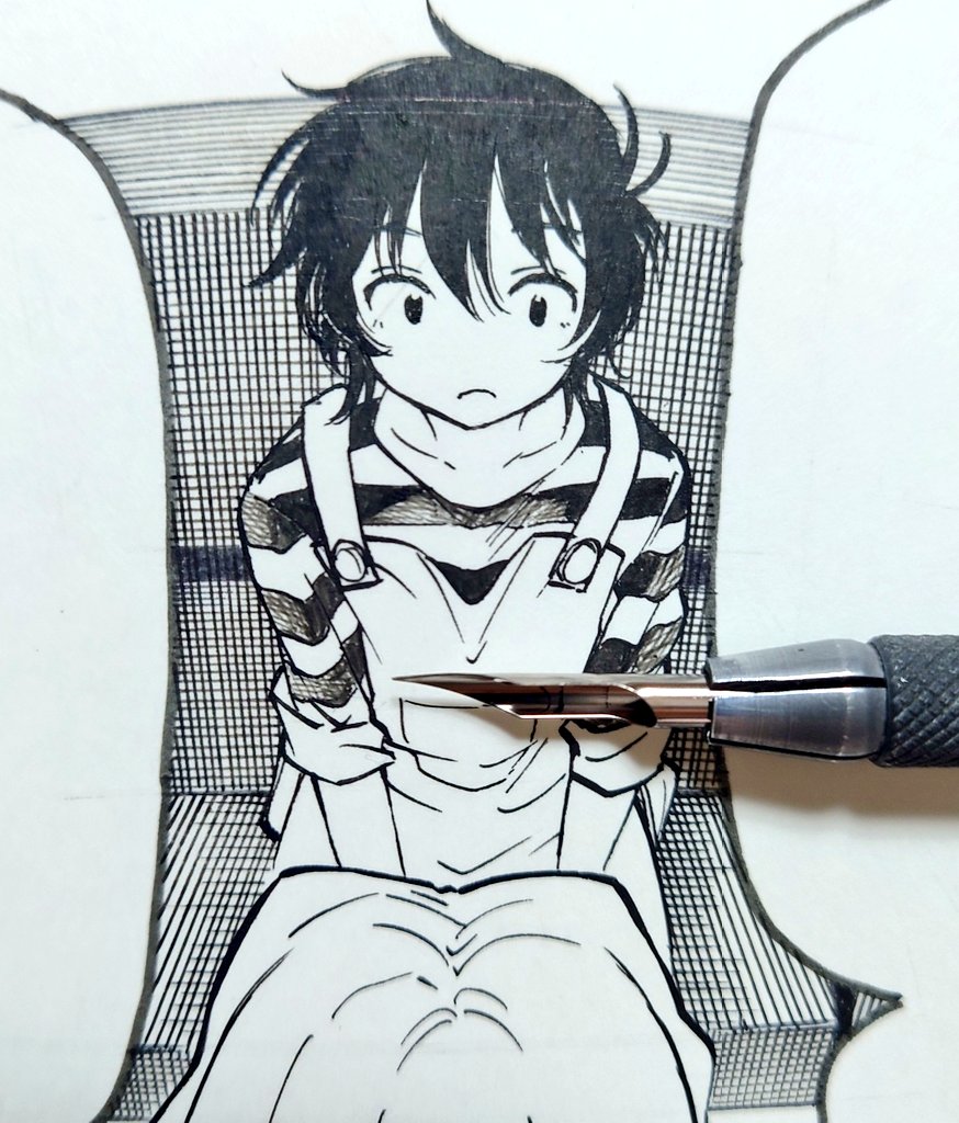 背景とキャラが被る時のアナログペン入れの処理 
