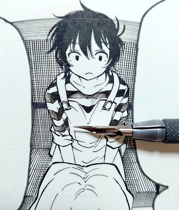 背景とキャラが被る時のアナログペン入れの処理 