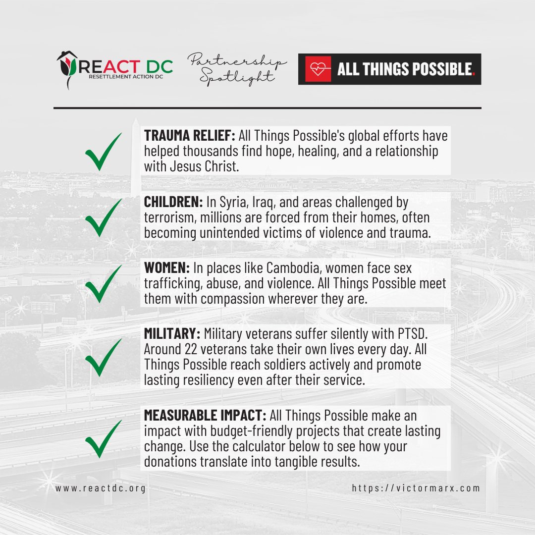 🌟 Proud to partner with All Things Possible (@victormarx)! Together, we're bringing hope worldwide through trauma relief, supporting children, empowering women, aiding veterans, and creating measurable impact. #PartnerSpotlight #AllThingsPossible 🌟