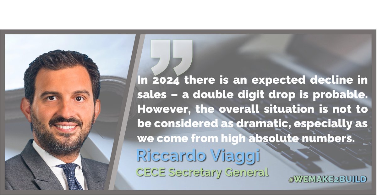 CECE_Europe's tweet image. 🔴 LIVE 🔴 CECE Market Update

CECE Secretary General @rickytrips presents the 2024 forecast 🗣️

#WeMake2Build 🏗️