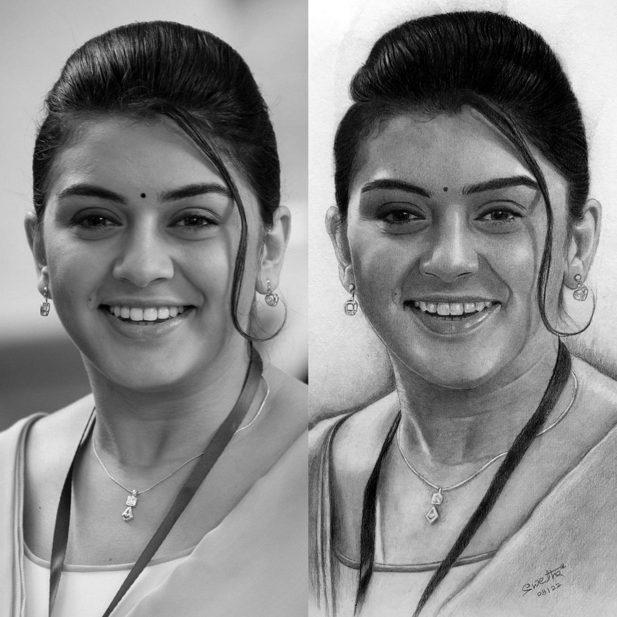 Pencil drawing by me:) hope she sees this @ihansika #swethaeepuri #drawing #Pencildrawing