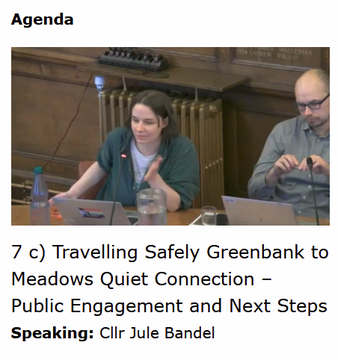 SpokesLothian's tweet photo. @Edinburgh_CC @CyclingEdin @CllrScottArthur @KatrinaFaccenda @DAstonSNP @FinlayMcF @julebandel @SanneDD @kevin_lang @CouncillorCowdy @harts_cyclery @edi_dot_bike @SW20Ed @SpokesPorty @best_edinburgh @InfraSisters @EdCriticalMass @ibikeEdinburgh @johnrobson87 @Cyclesouthedin @POPScotland @KayleighFONeill @blackfordsafer1 @scotgov @JimDensham @keithirving1 @PathsforAll @CyclingScotland @SP_NetZero @SarahBoyack @patrickharvie @carltonreid @laura_laker @CllrBenParker #Edinwebcast #BraidEstate 

@julebandel powerful speech to support Option 1 ...

How can councillors vote for a scheme which the report makes clear will reduce road safety and is totally opposed to the #MobilityPlan approved by same Committee - and in the week of a child death https://t.co/yUYx5lQtQa