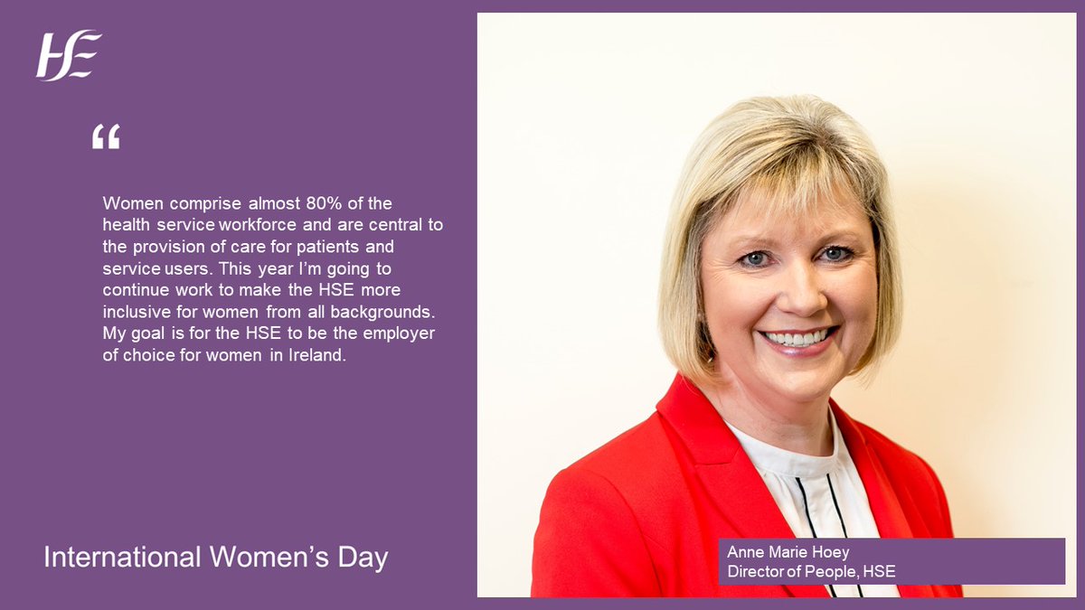 Today is #InternationalWomensDay 'Women comprise almost 80% of the health service workforce and are central to the provision of care for patients and service users.' says Anne Marie Hoey, Director of People. #IWD2024