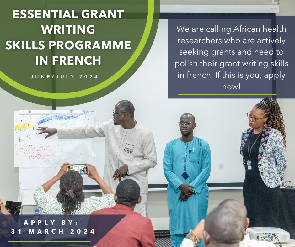 🚨 Opportunity Alert ❗

ESSENTIAL GRANT WRITING SKILLS PROGRAMME IN FRENCH.

Eligibility: Must be a national of an 🌍 country and have French as a mother tongue or speak French fluently).

🗓 Deadline: 31.Mar.24
📚 Read more requirements /Apply here:  bit.ly/3T9P8jT