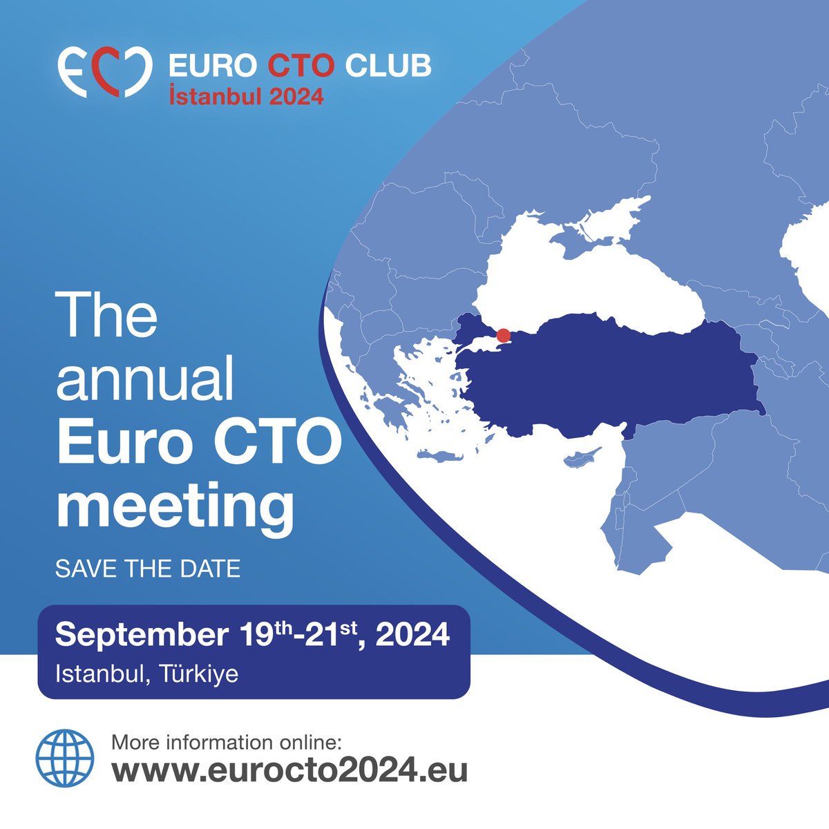 🗓️🖊️Attend the 16th Experts Live CTO in Istanbul!!!! 👨🏼‍⚕️🩺A three-day conference for all Interventional Cardiologists to share experiences, discuss new technologies & strategies for CTO recanalization and promote scientific research.💻📱Online registration: eurocto2024.eu/registration/