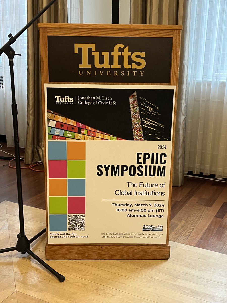 Kicking off the 2024 EPIIC Symposium today on 'The Future of Global Institutions' @TuftsUniversity with Dean Dayna Cunningham! Learn more here: tischcollege.tufts.edu/news-events/ev…