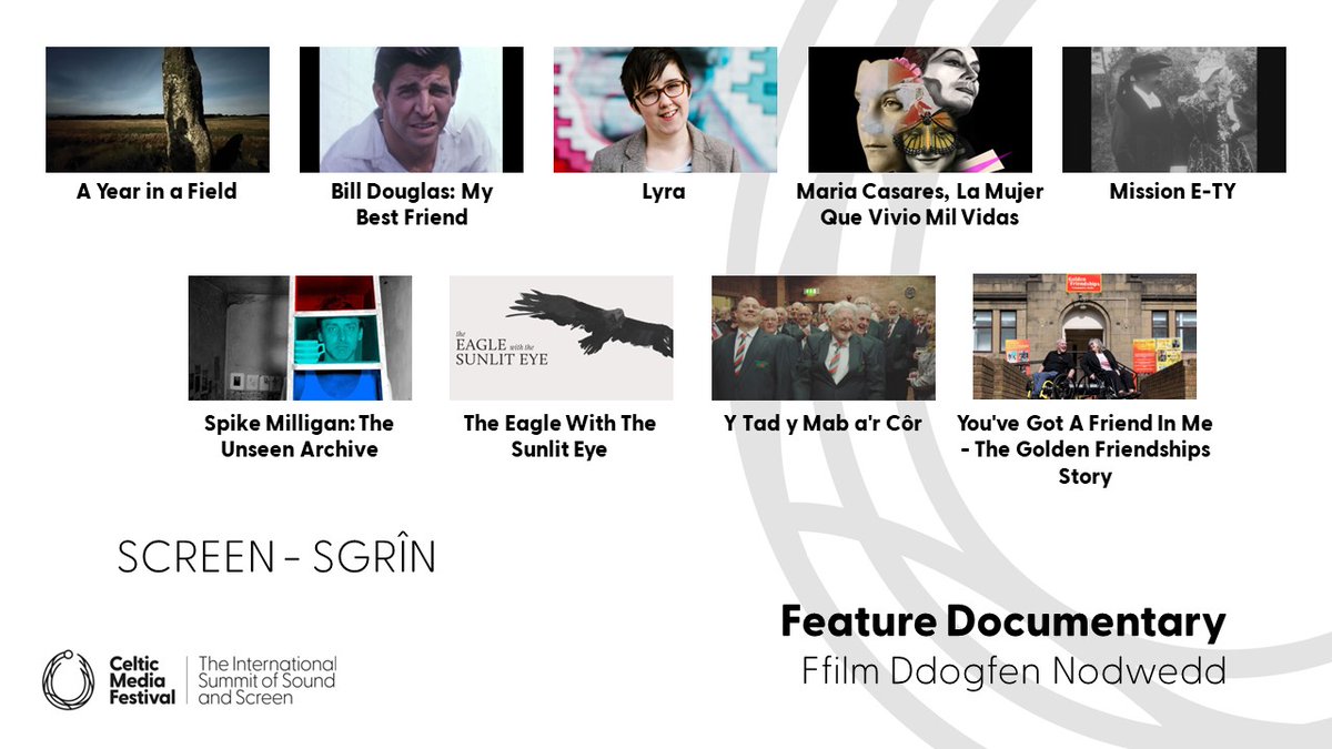 #FeatureDoc ✨A Year in a Field ✨Bill Douglas: My Best Friend ✨Lyra ✨Maria Casares, La Mujer Que Vivio Mil Vidas ✨Mission E-TY ✨Spike Milligan: The Unseen Archive ✨The Eagle With The Sunlit Eye ✨Y Tad y Mab a'r Côr ✨You've Got A Friend In Me - The Golden Friendships Story