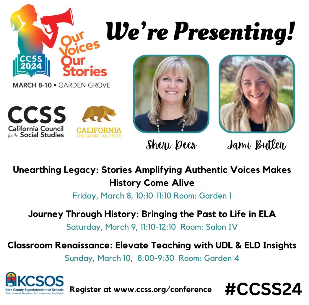 🌟 Join Sheri Dee and Jami Butler at #CCSS24 for engaging sessions that celebrate social studies education! Don’t miss out on their insights and passion for the subject. 📚