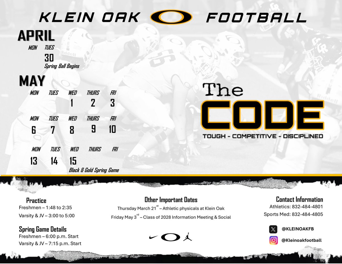 The spring ball schedule is here #thecOde