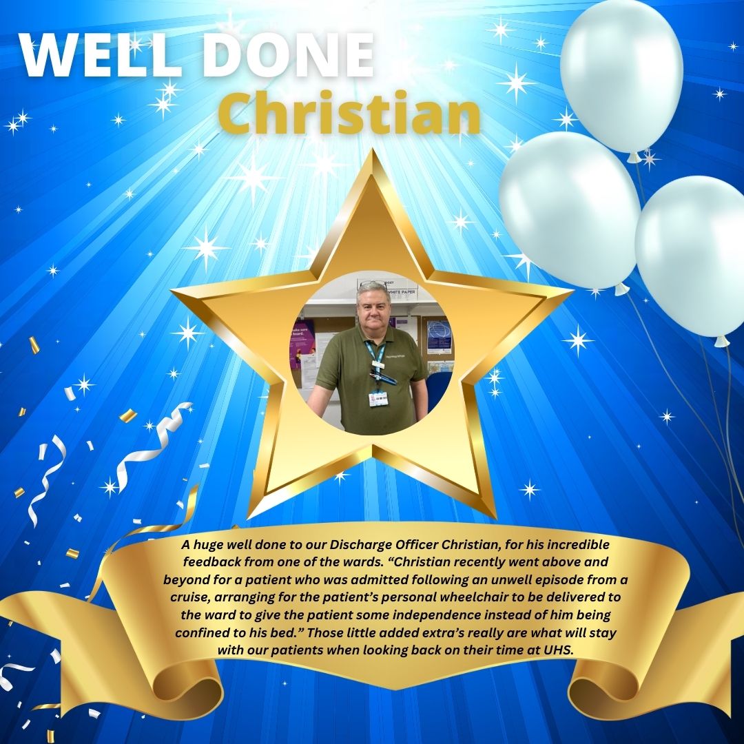 “Christian recently went above and beyond for a patient who was admitted following an unwell episode from a cruise, arranging for the patient’s  wheelchair to be delivered to the ward to give the patient some independence instead of him being confined to his bed.” #patientsfirst