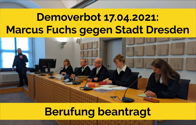 mr_marcus_fuchs's tweet image. ⚖️ Marcus Fuchs gegen Stadt #Dresden:
Berufung gegen #Demoverbot vom 17.04.2021 eingelegt ⚖️

Am 30.08.2023 hatte das VG Dresden wie befürchtet meine Klage gegen die Stadt Dresden wegen des verfassungswidrigen Verbots unserer #Großdemo am 17.04.2021 in 1. Instanz abgelehnt. Mein…