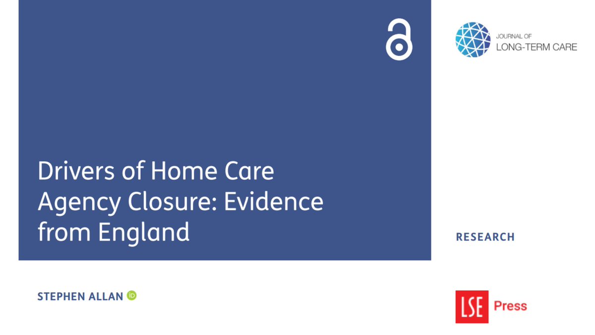 NEW ARTICLE: Drivers of Care Agency Closure in #England 🛑 In this article, @stvallan (@pssru_kent) finds that t higher competition + lower quality significantly increased closure likelihood of care agency closure. Read more: journal.ilpnetwork.org/articles/10.31… @LSEPress @carehome_co_uk