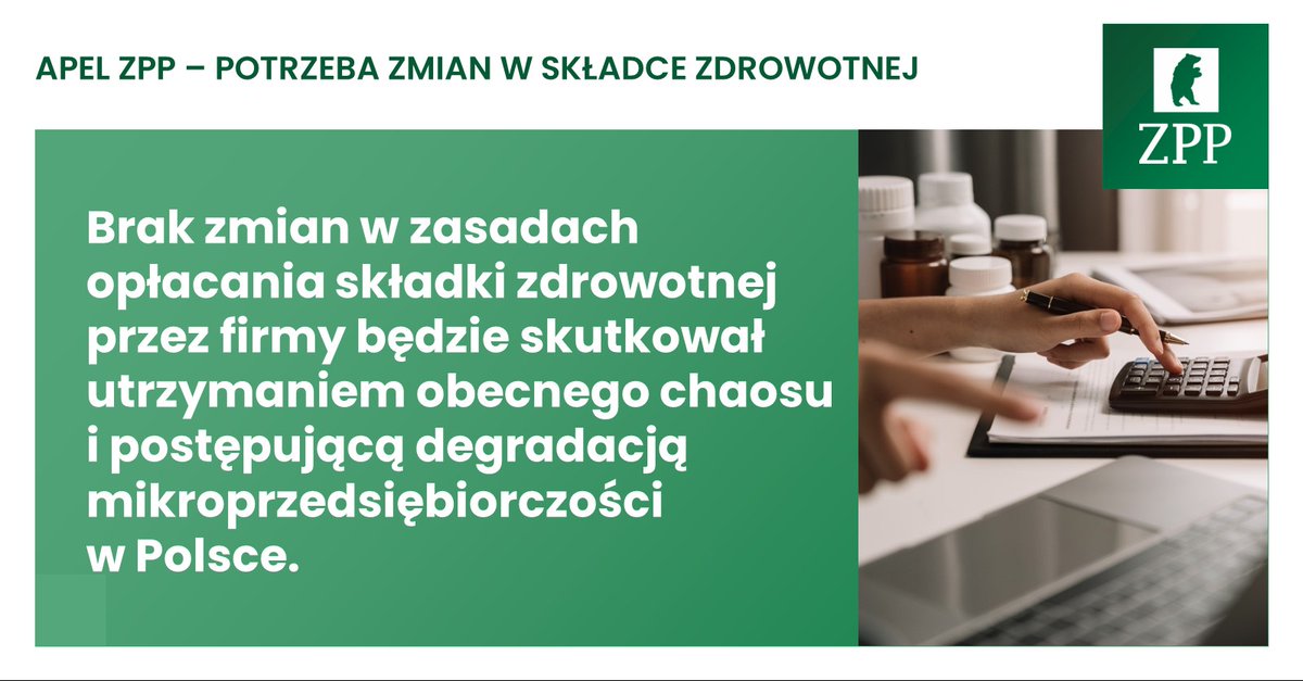 🗣 ZPP apeluje — wróćmy do składki zdrowotnej dla biznesu, która jest czytelna i uwzględnia trudną sytuację najmniejszych firm. W przeciwnym razie czeka nas dalszy chaos i degradacja mikroprzedsiębiorczości w Polsce. ➡APEL ZPP: zpp.net.pl/apel-zpp-wrocm…