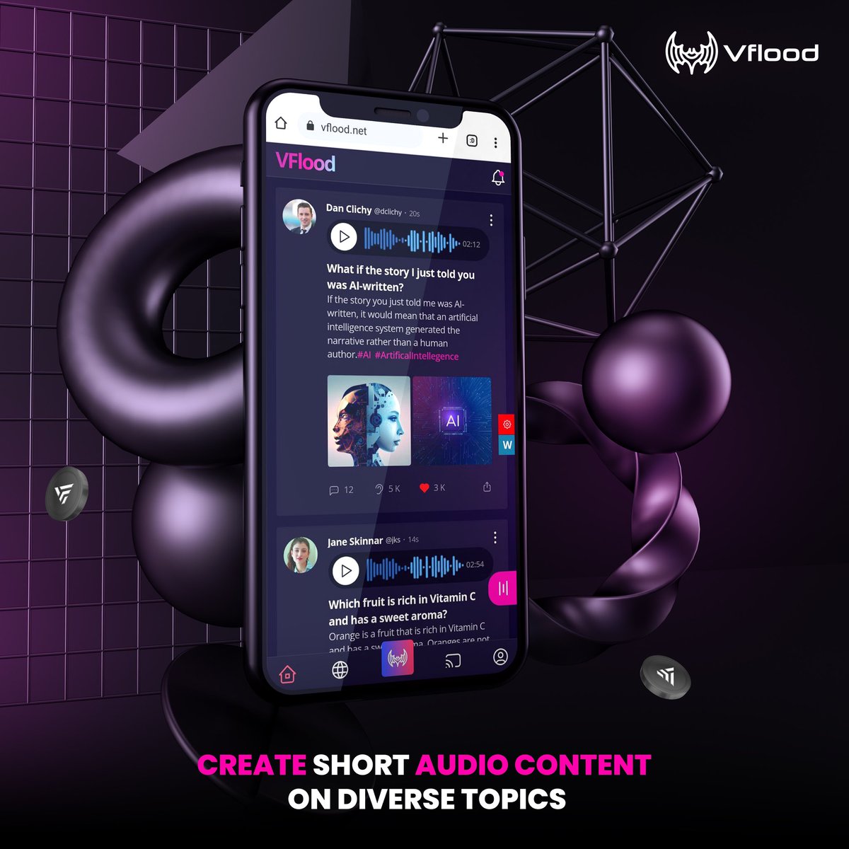 vfloodofficial's tweet photo. Did you know that you can talk, chat and earn money at the same time?

A revolutionary platform in Sesli Social Media!

#vflood #blockchain #web3 #socialmedia #crypto #nft https://t.co/TbDIOWbw9t