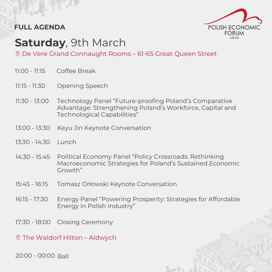 Drumroll please! The official agenda for the Polish Economic Forum 2024 is out now! 📆 

Make sure to join our Facebook group to connect with fellow participants!

#PEF2024 #PolishEconomicForum  #35YearsOfGrowth #NavigatingTheEconomicTransformation