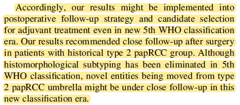 In our new study published in @UrolOncol, we recommended that the experience gained from histomorphological subtyping in papRCC might be implemented in new 5th WHO/ISUP era from the point of prognostic view Thanks all researchers and @EAUYAU_RenalCa team for their contributions